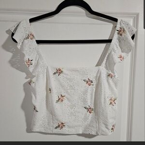 Elegant Floral Ruffle Sleeve Blouse